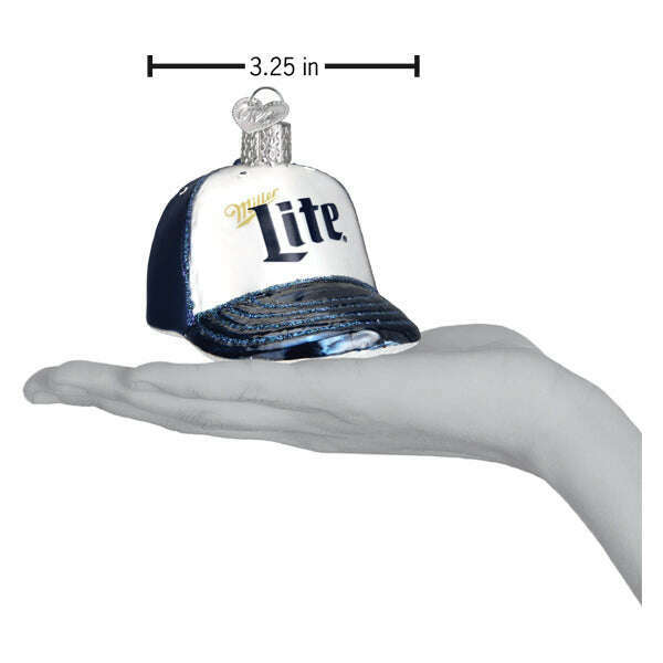 Old World Christmas Miller Lite Baseball Cap Blown Glass Ornament