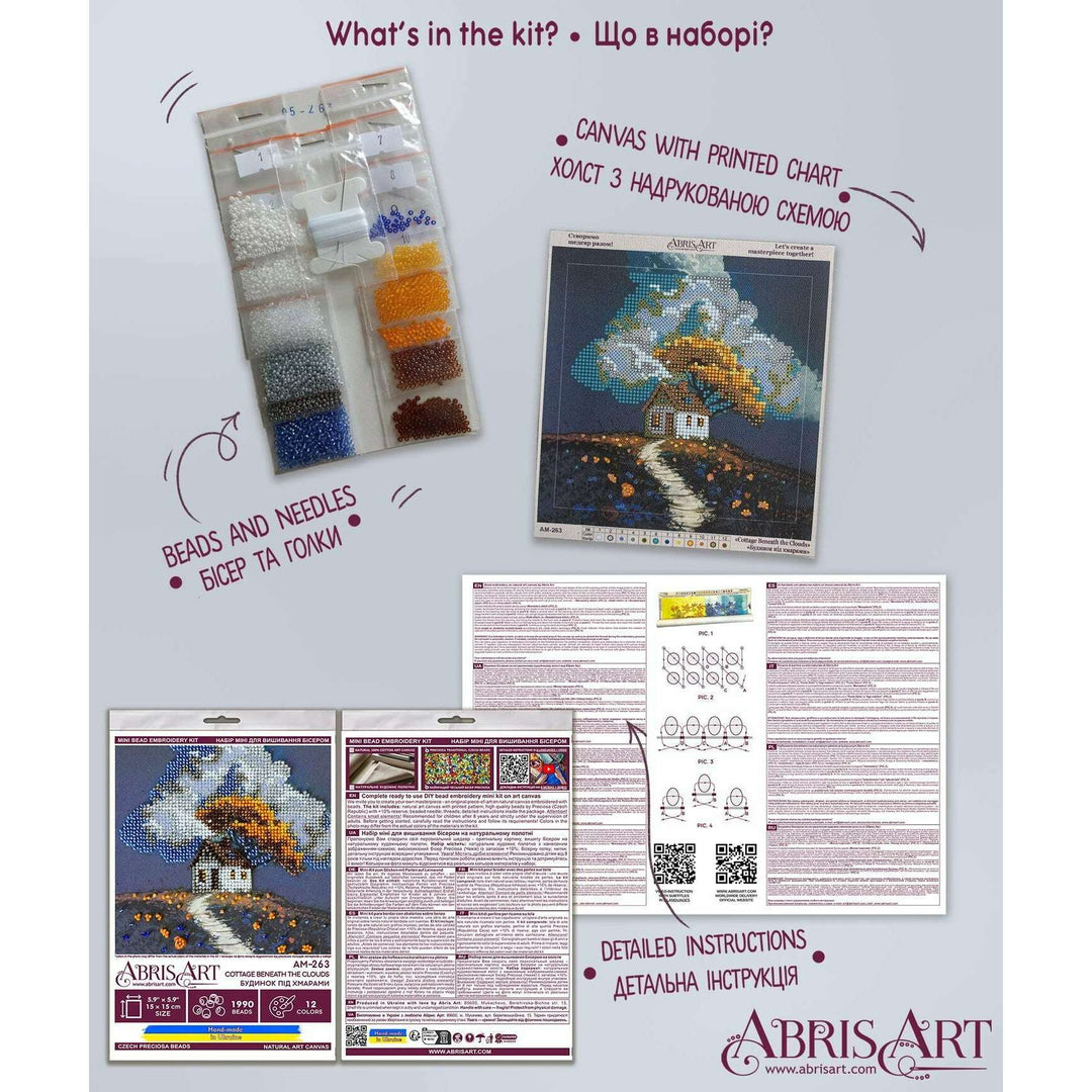 Mini Bead embroidery kit - Cottage Beneath the Clouds AM-263