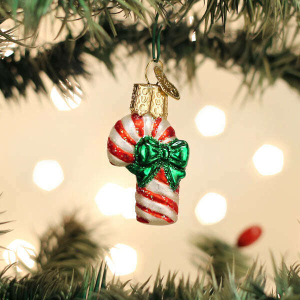 Old World Christmas Mini Candy Cane Blown Glass Ornament