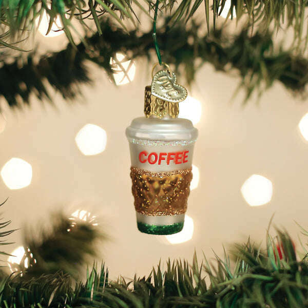 Old World Christmas Mini Coffee To Go Blown Glass Ornament