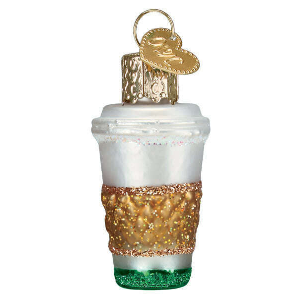 Old World Christmas Mini Coffee To Go Blown Glass Ornament