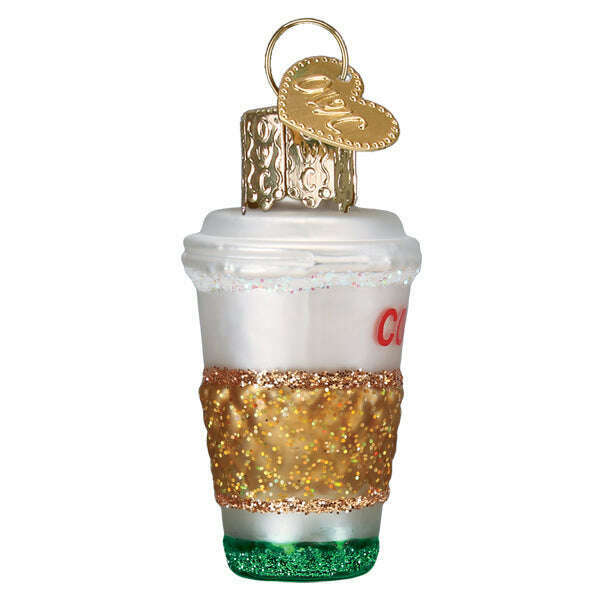 Old World Christmas Mini Coffee To Go Blown Glass Ornament