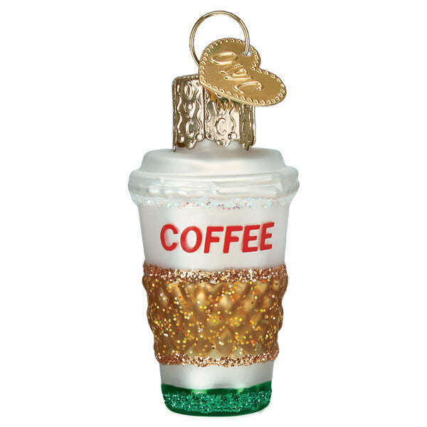 Old World Christmas Mini Coffee To Go Blown Glass Ornament