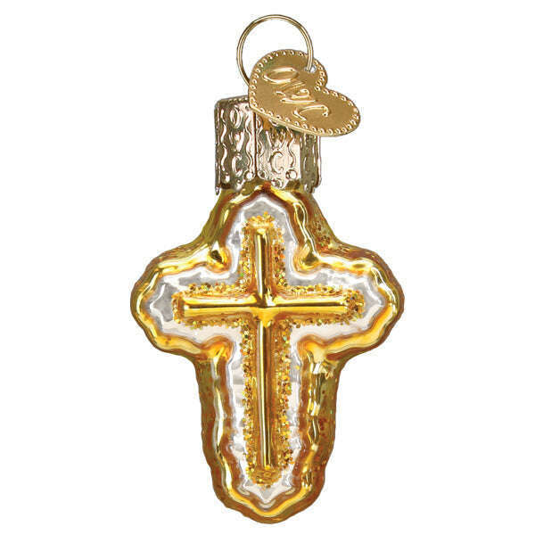 Old World Christmas Mini Cross Blown Glass Ornament