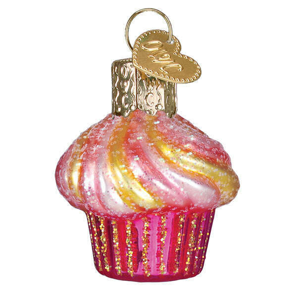 Old World Christmas Mini Cupcake Blown Glass Ornament