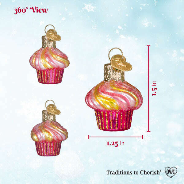 Old World Christmas Mini Cupcake Blown Glass Ornament