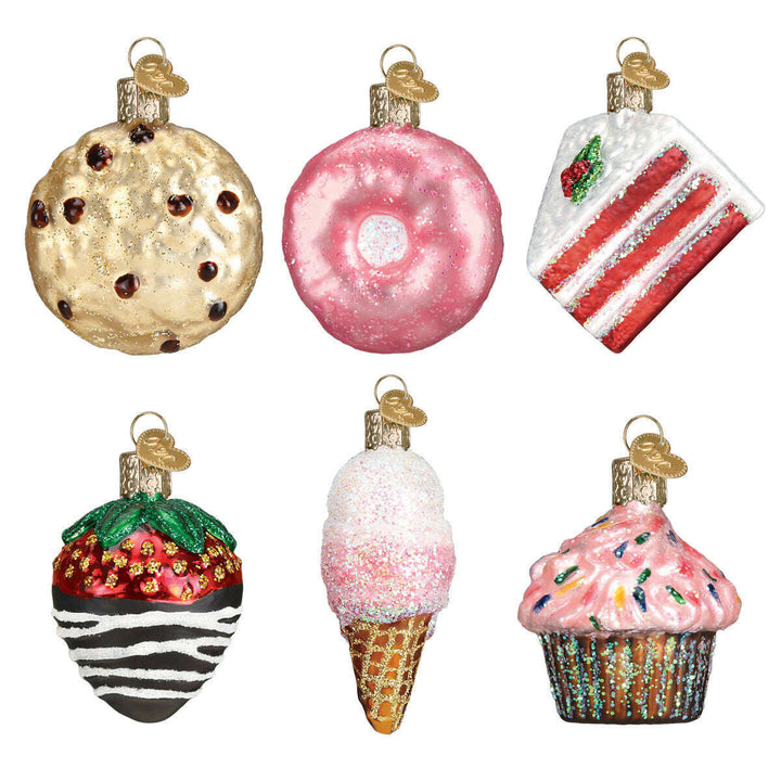 Old World Christmas Mini Dessert Blown Glass Ornament Set