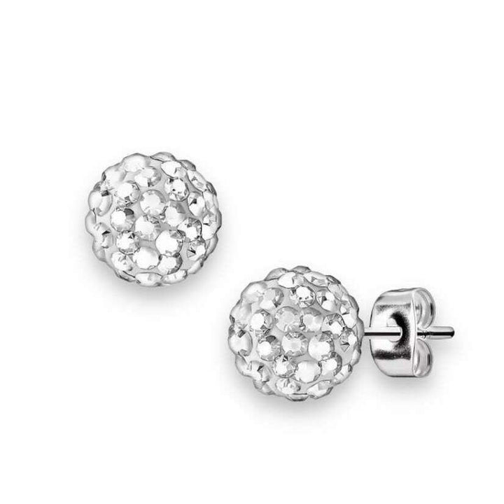 Mini Disco Ball Earrings detail showing sparkling rhinestone construction