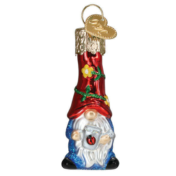 Old World Christmas Mini Garden Gnome Blown Glass Ornament