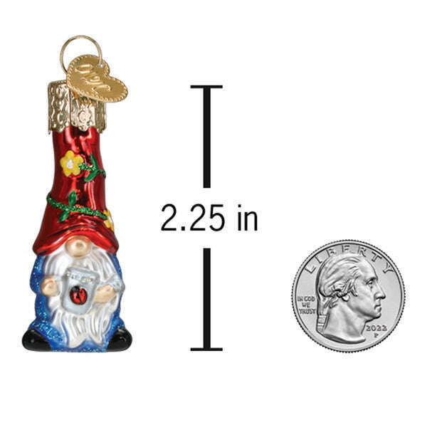 Old World Christmas Mini Garden Gnome Blown Glass Ornament