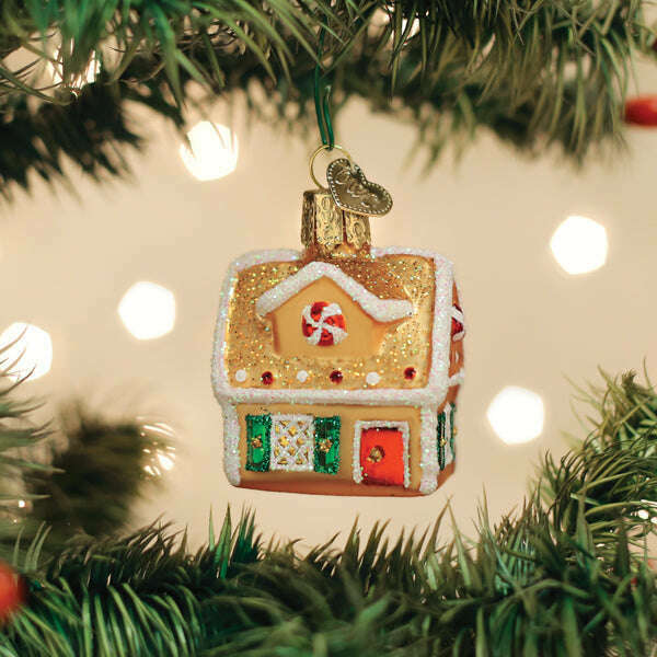 Old World Christmas Mini Gingerbread House Blown Glass Ornament