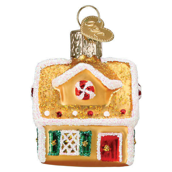 Old World Christmas Mini Gingerbread House Blown Glass Ornament
