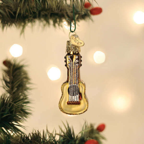 Old World Christmas Mini Guitar Blown Glass Ornament