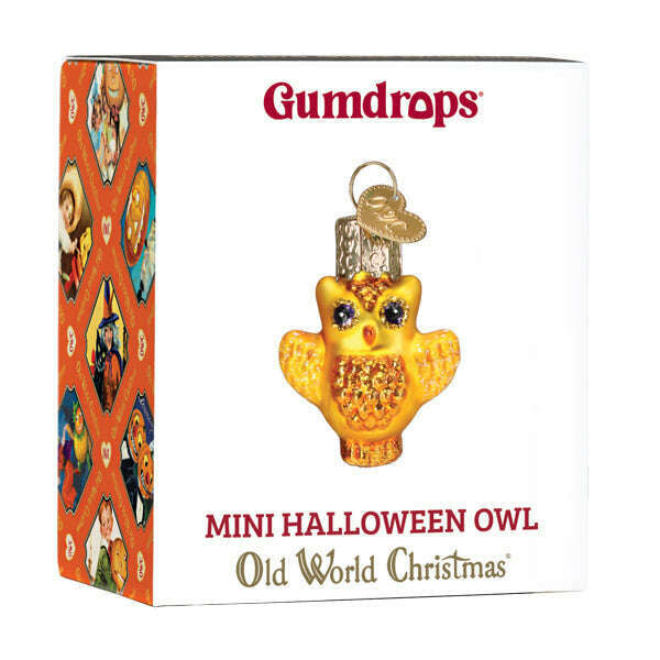 Old World Christmas Mini Halloween Owl Blown Glass Ornament