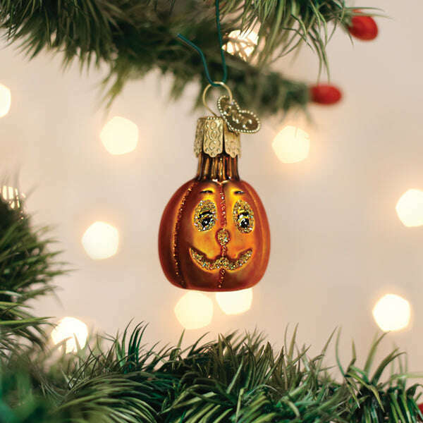 Old World Christmas Mini Jack O'Lantern Blown Glass Ornament