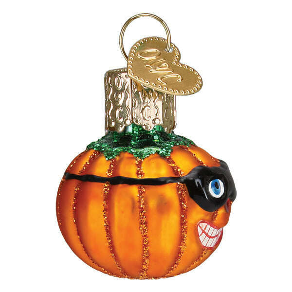 Old World Christmas Mini Masked Jack O'Lantern Blown Glass Ornament