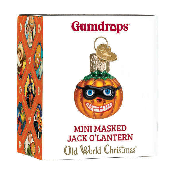 Old World Christmas Mini Masked Jack O'Lantern Blown Glass Ornament