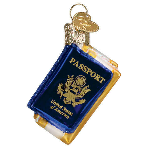 Old World Christmas Mini Passport Blown Glass Ornament