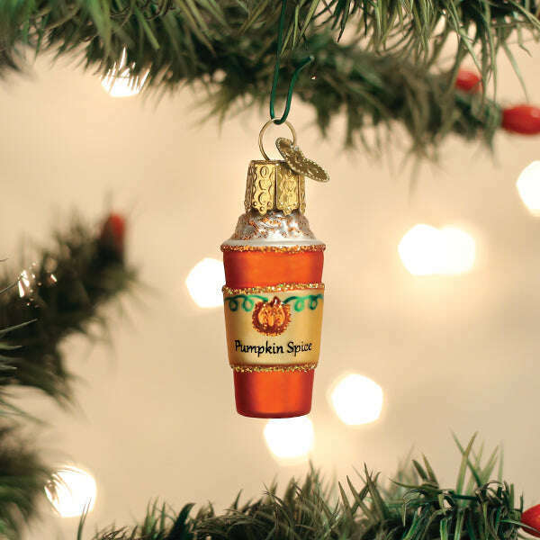 Old World Christmas Mini Pumpkin Spice Latte Blown Glass Ornament