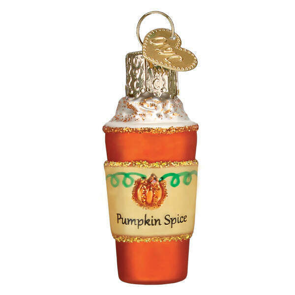 Old World Christmas Mini Pumpkin Spice Latte Blown Glass Ornament