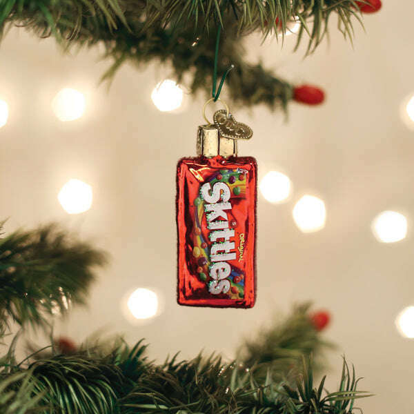 Old World Christmas Mini SKITTLES Bag Blown Glass Ornament