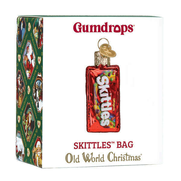 Old World Christmas Mini SKITTLES Bag Blown Glass Ornament