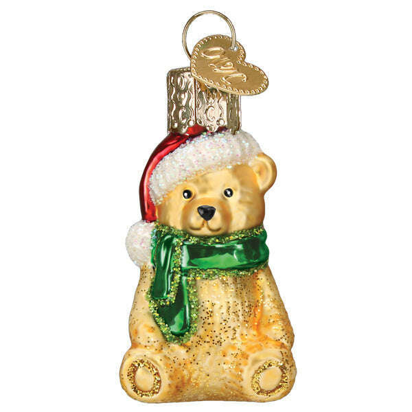 Old World Christmas Mini Teddy Bear Blown Glass Ornament
