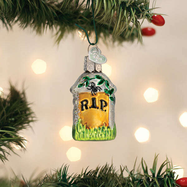 Old World Christmas Mini Tombstone Blown Glass Ornament