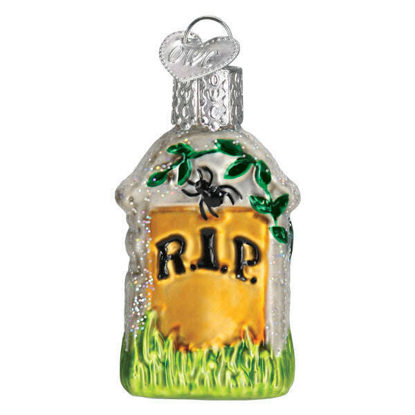 Old World Christmas Mini Tombstone Blown Glass Ornament