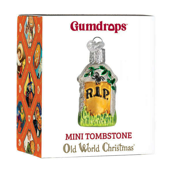 Old World Christmas Mini Tombstone Blown Glass Ornament