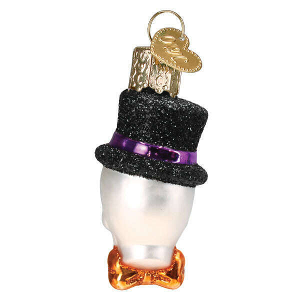 Mini Top Hat Skeleton Halloween Blown Glass Ornament