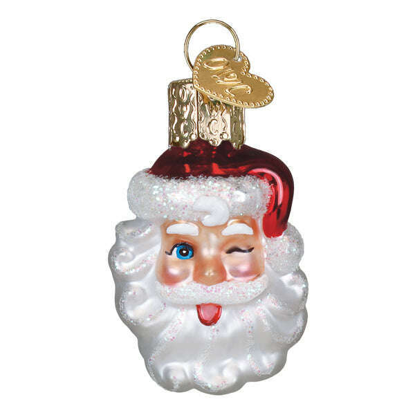 Old World Christmas Mini Winking Santa Blown Glass Ornament