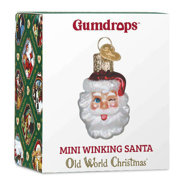 Old World Christmas Mini Winking Santa Blown Glass Ornament