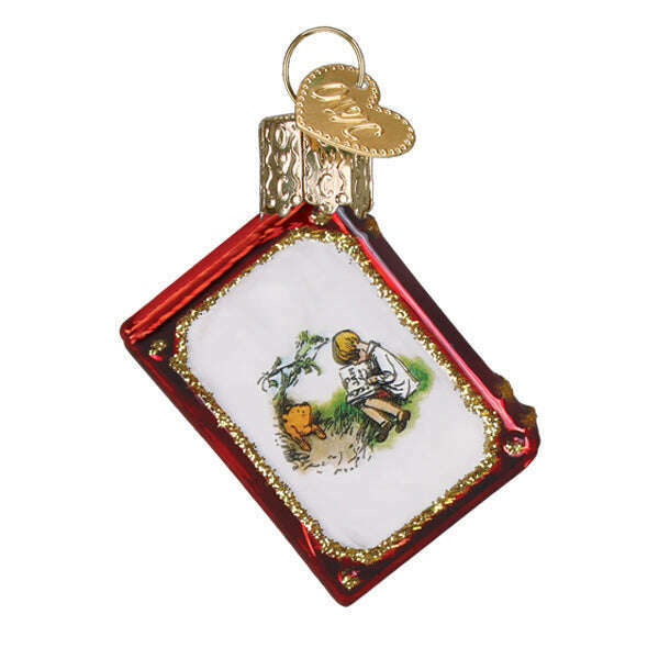 Old World Christmas Mini Winnie-the-Pooh Book Blown Glass Ornament