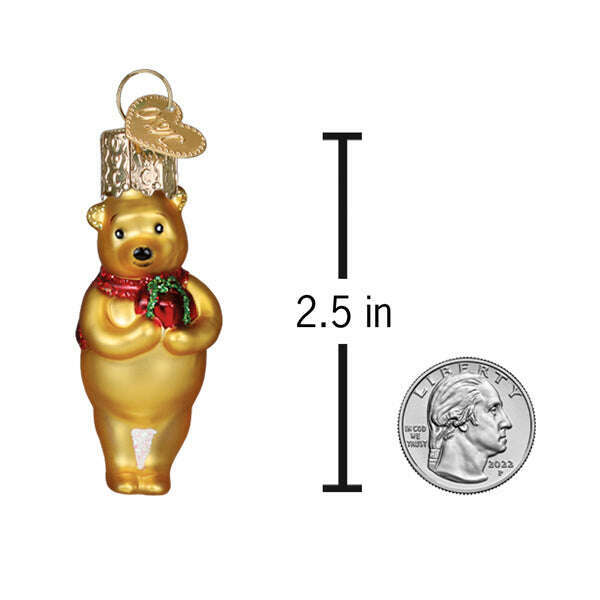 Old World Christmas Mini Winnie With Gift Blown Glass Ornament