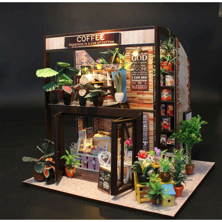 Miniature Wizardi Roombox Kit - Coffee House Dollhouse Kit