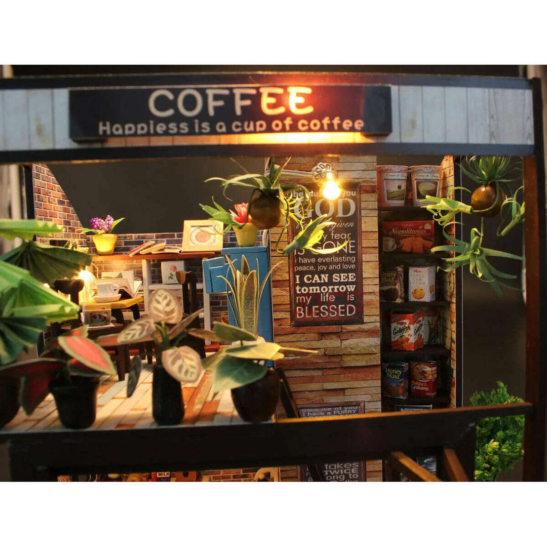 Miniature Wizardi Roombox Kit - Coffee House Dollhouse Kit