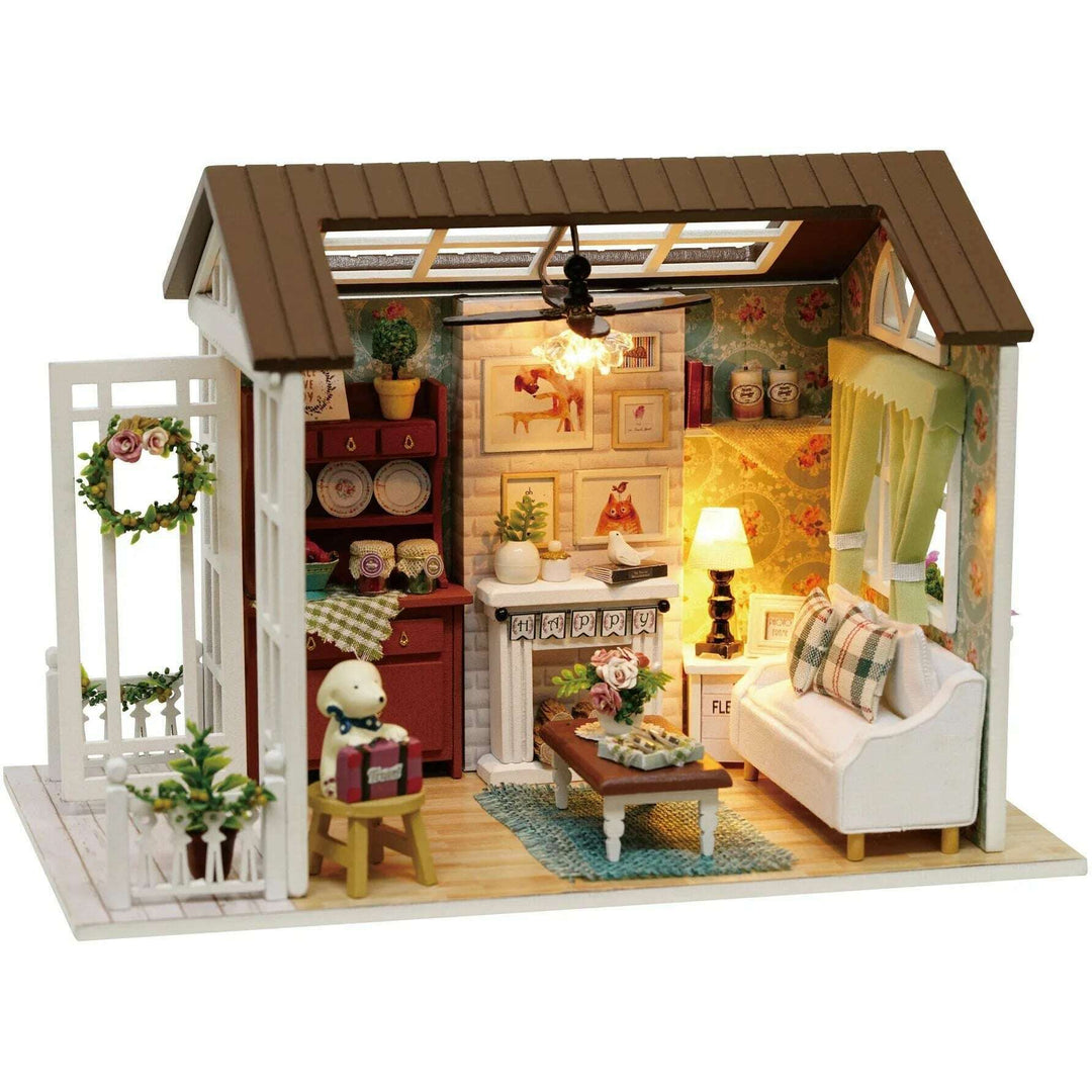 Miniature Wizardi Roombox Kit - Cozy Cottage Living Room Dollhouse Kit