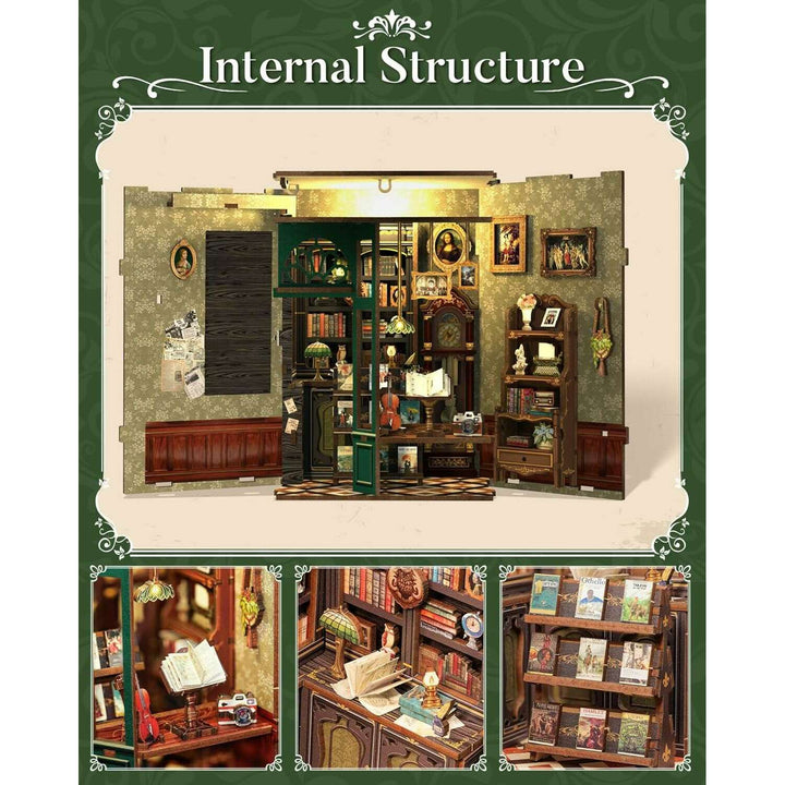 Miniature Wizardi Roombox Kit - Owl Bookstore Dollhouse Kit