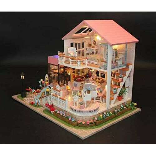 Miniature Wizardi Roombox Kit - Pink Villa Dollhouse Kit