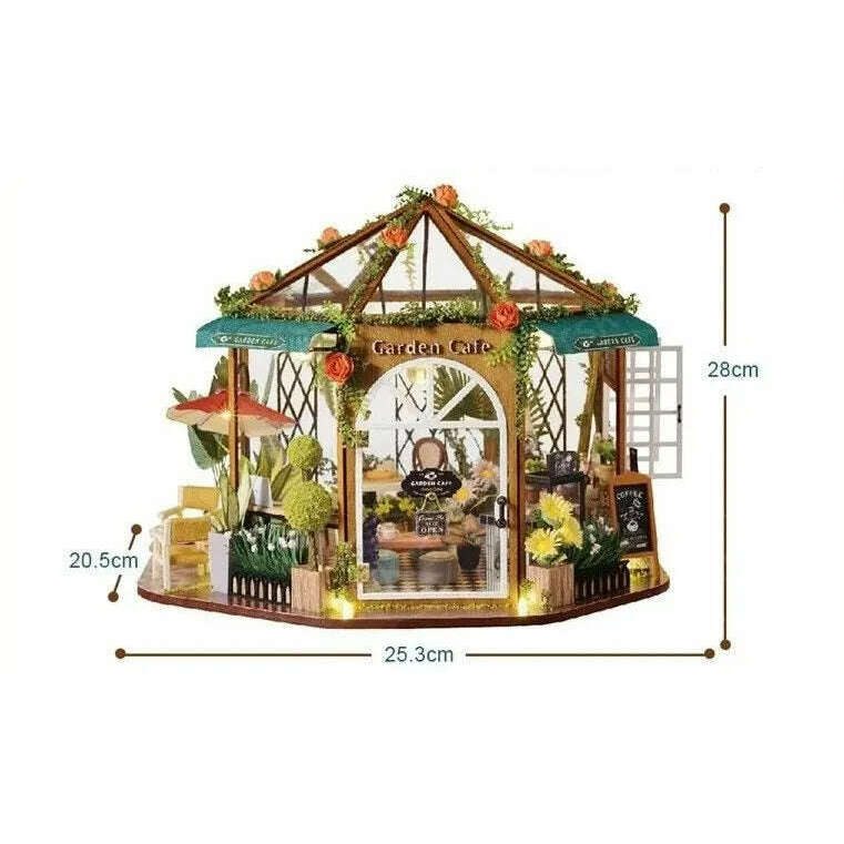 Miniature Wizardi Roombox Kit - Wooden Coffee Shop Dollhouse Kit