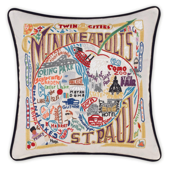 Minneapolis-St. Paul Hand-Embroidered Pillow - Quirks!