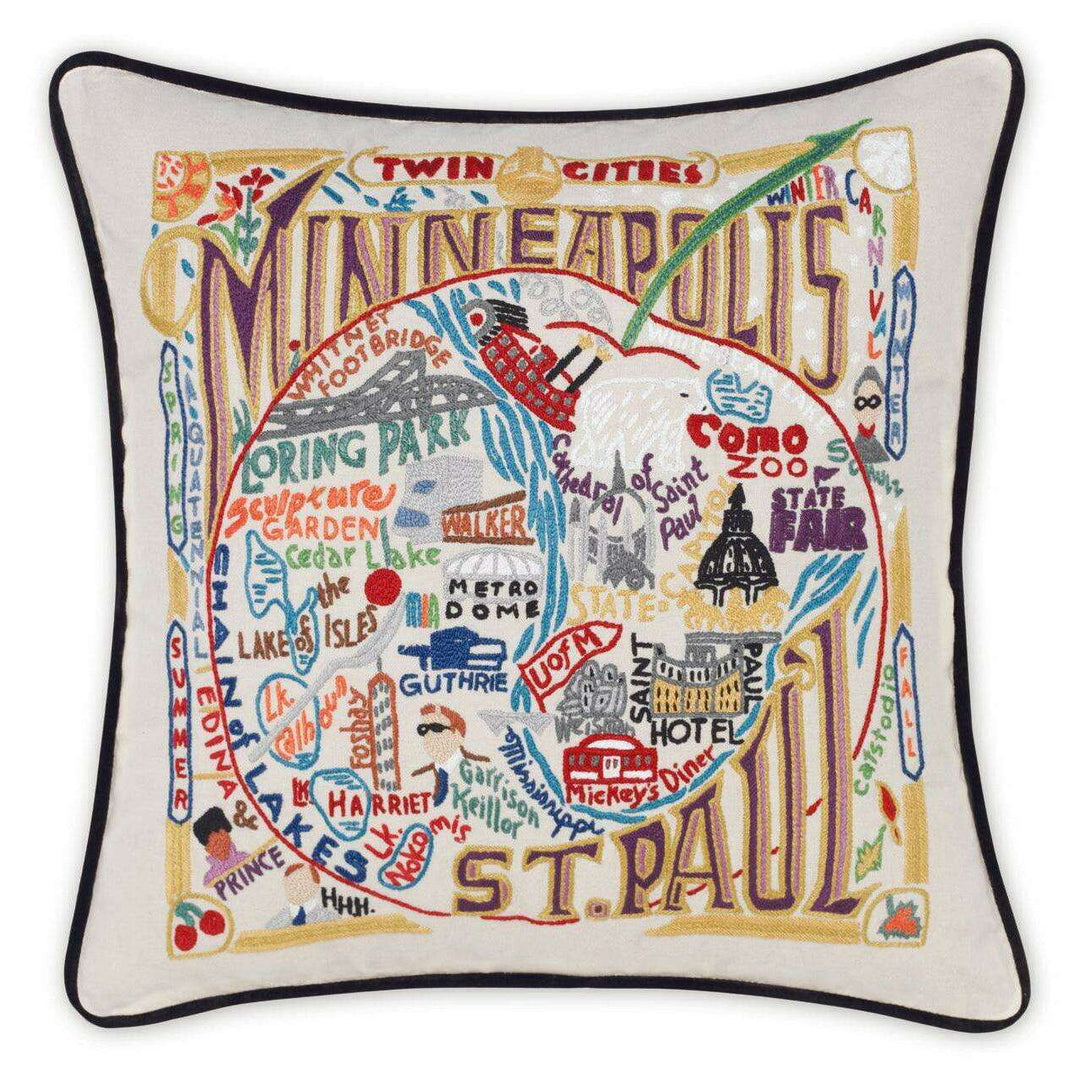 Minneapolis-St. Paul Hand-Embroidered Pillow - Quirks!