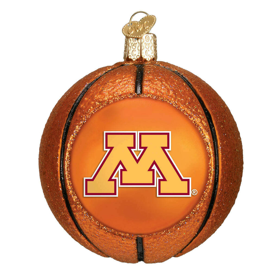 Old World Christmas Minnesota Basketball Blown Glass Ornament