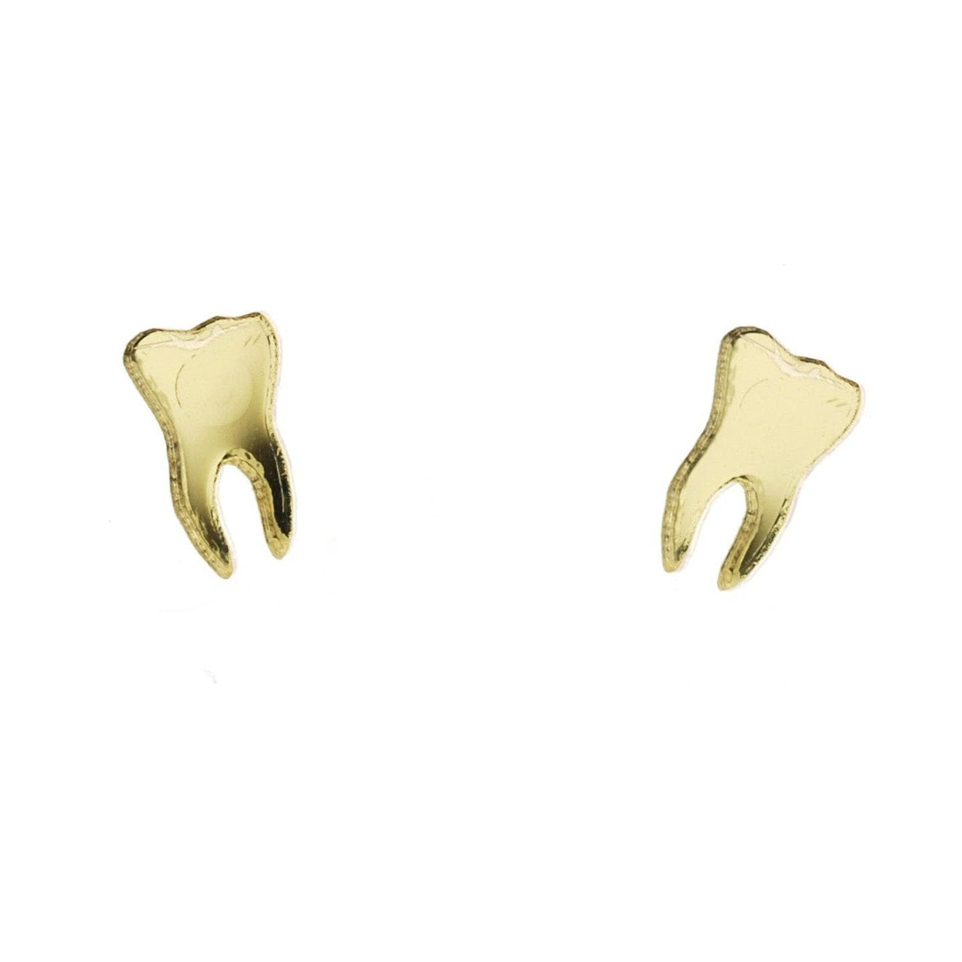 LAST CHANCE! Teeth Earrings in Mirror Gold