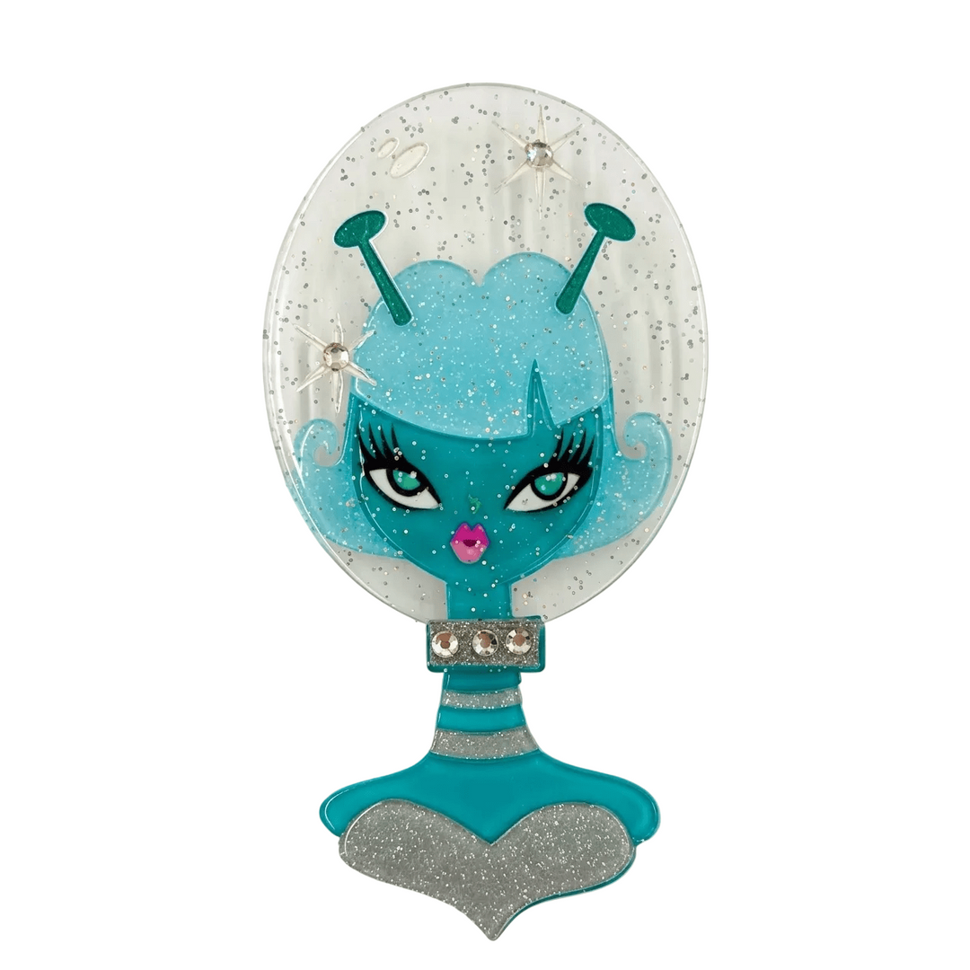 Miss fluff spooky dolls beam me up babe brooch lipstick and chrome