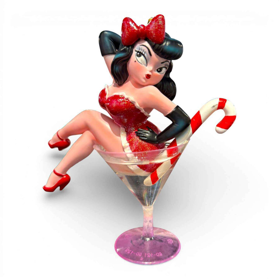 Miss Maude 6.5 inch Martini Girl ornament by Miss Fluff for December Diamonds, retro pinup holiday collectible