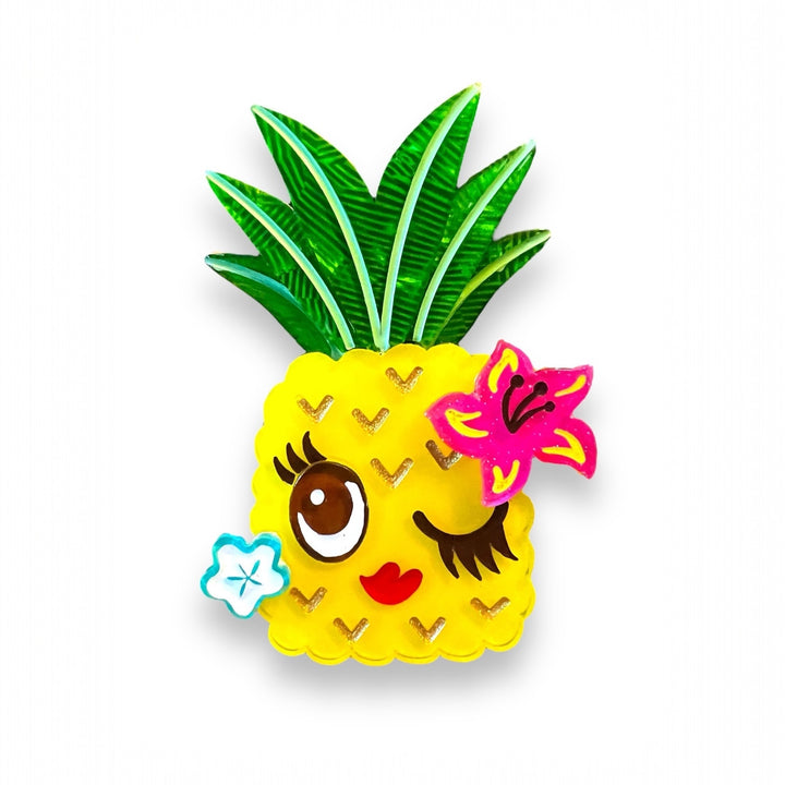 miss fluff tiki pineapple pinup brooch