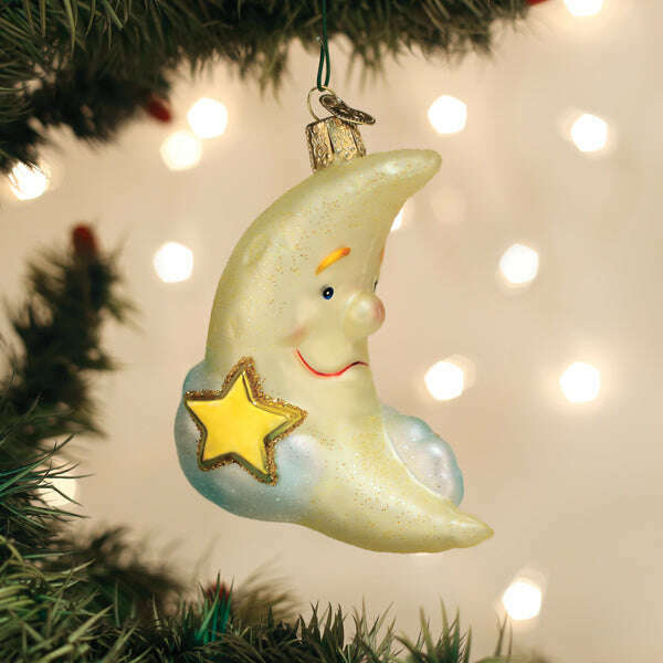 Old World Christmas Mister Moon Blown Glass Ornament