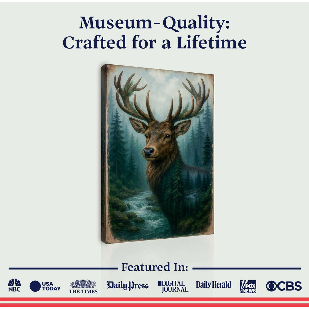 Misty Stag Double Exposure Wall Art
